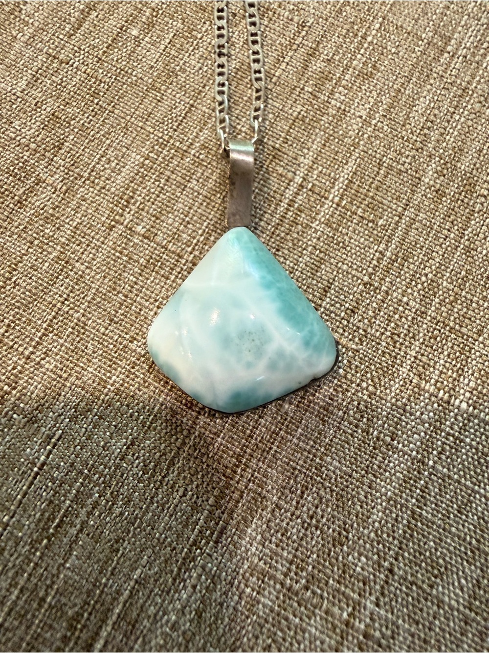 Sterling Silver Larimar Pendant Necklace in Aqua Blue